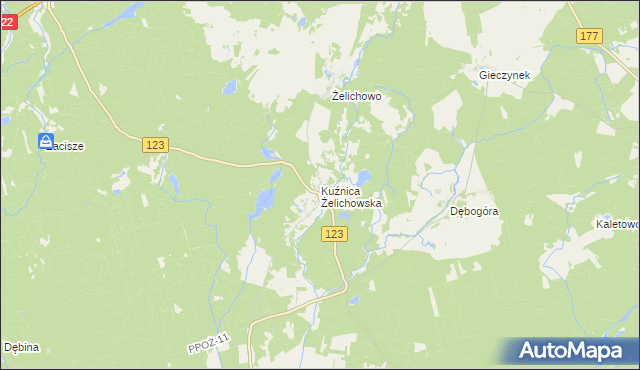mapa Kuźnica Żelichowska, Kuźnica Żelichowska na mapie Targeo
