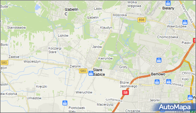 mapa Kwirynów gmina Stare Babice, Kwirynów gmina Stare Babice na mapie Targeo