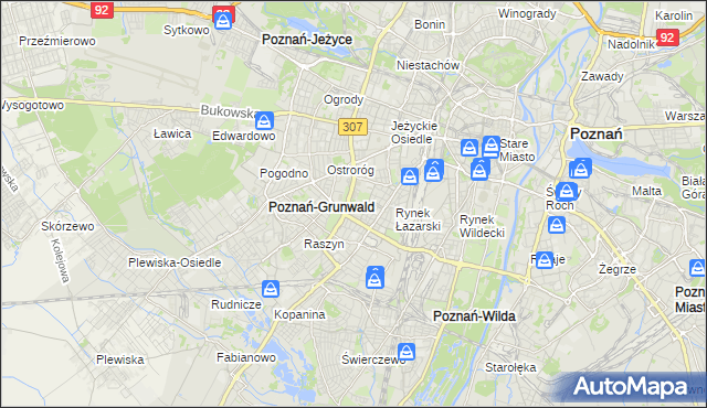mapa Łazarz gmina Poznań, Łazarz gmina Poznań na mapie Targeo