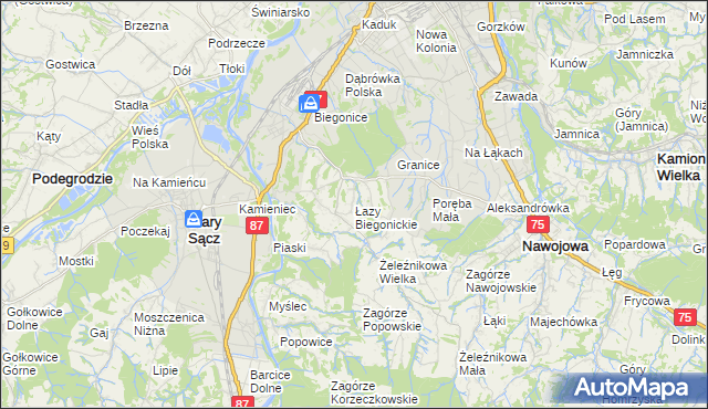 mapa Łazy Biegonickie, Łazy Biegonickie na mapie Targeo