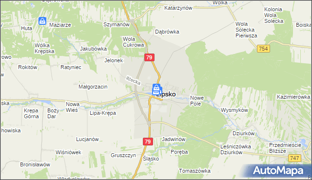 mapa Lipsko, Lipsko na mapie Targeo