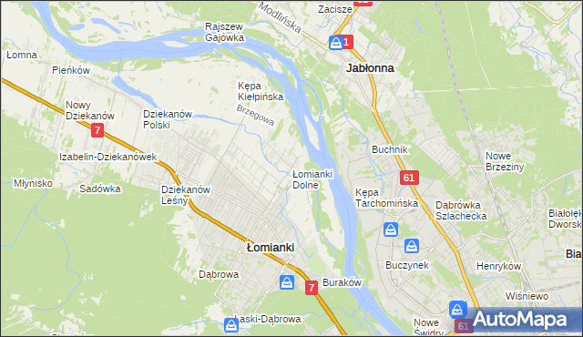 mapa Łomianki Dolne, Łomianki Dolne na mapie Targeo