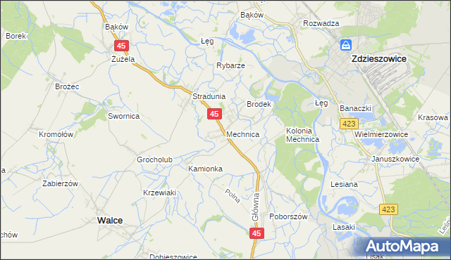 mapa Mechnica, Mechnica na mapie Targeo