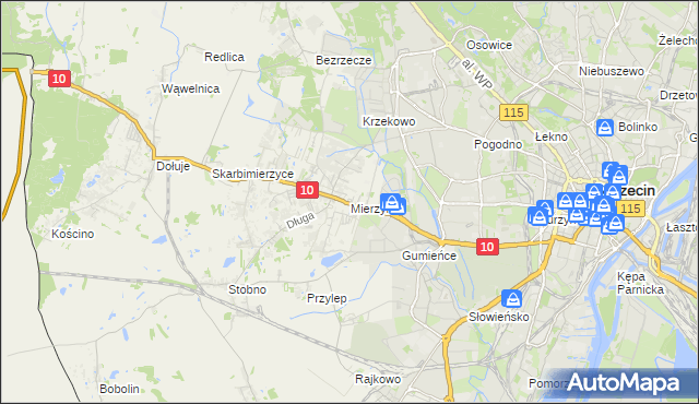 mapa Mierzyn gmina Dobra (Szczecińska), Mierzyn gmina Dobra (Szczecińska) na mapie Targeo