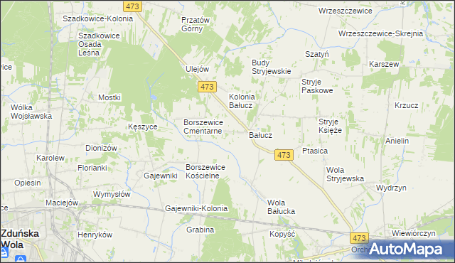 mapa Młynisko gmina Łask, Młynisko gmina Łask na mapie Targeo
