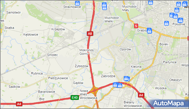 mapa Mokronos Dolny, Mokronos Dolny na mapie Targeo