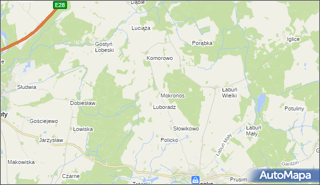 mapa Mokronos gmina Resko, Mokronos gmina Resko na mapie Targeo