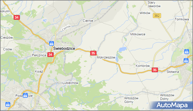 mapa Mokrzeszów, Mokrzeszów na mapie Targeo