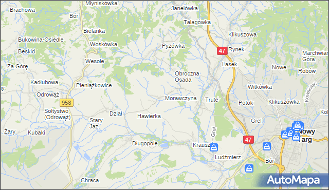 mapa Morawczyna, Morawczyna na mapie Targeo