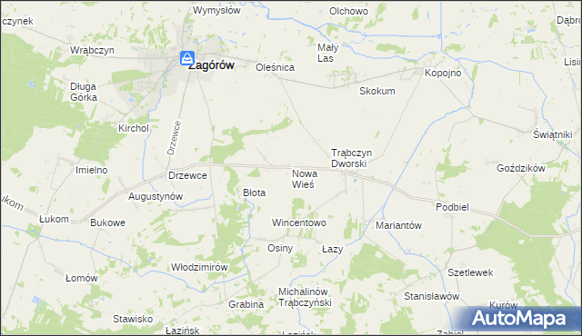 mapa Nowa Wieś gmina Zagórów, Nowa Wieś gmina Zagórów na mapie Targeo