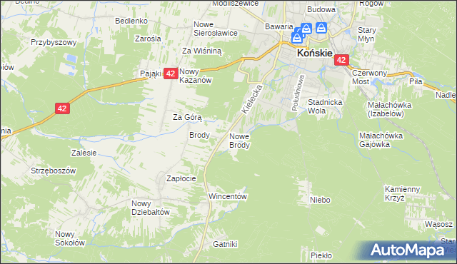 mapa Nowe Brody, Nowe Brody na mapie Targeo