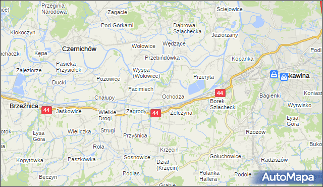 mapa Ochodza gmina Skawina, Ochodza gmina Skawina na mapie Targeo