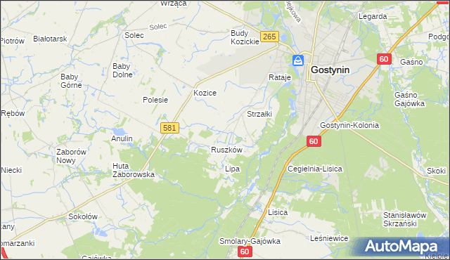 mapa Osada gmina Gostynin, Osada gmina Gostynin na mapie Targeo