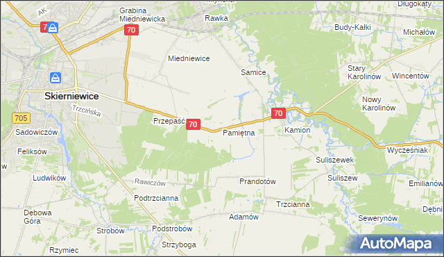 mapa Pamiętna, Pamiętna na mapie Targeo