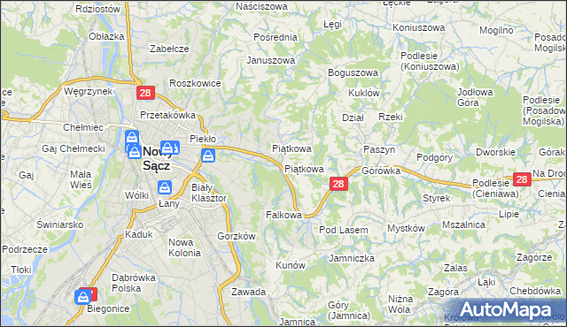 mapa Piątkowa gmina Chełmiec, Piątkowa gmina Chełmiec na mapie Targeo