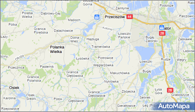 mapa Piotrowice gmina Przeciszów, Piotrowice gmina Przeciszów na mapie Targeo