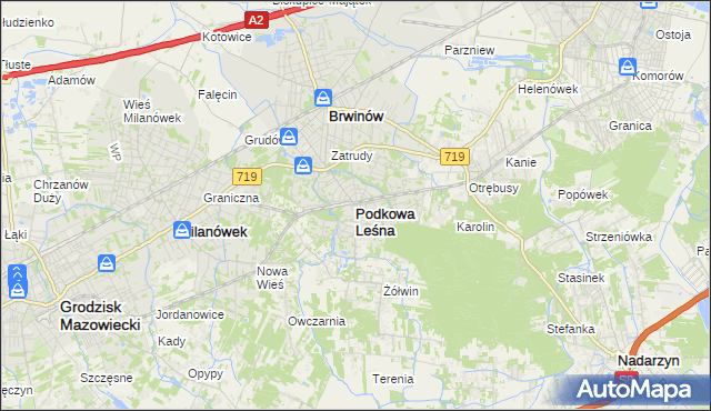 mapa Podkowa Leśna, Podkowa Leśna na mapie Targeo