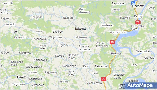 mapa Porąbka Iwkowska, Porąbka Iwkowska na mapie Targeo