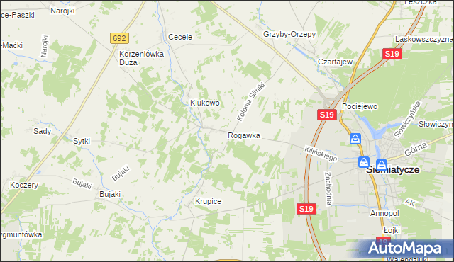 mapa Rogawka, Rogawka na mapie Targeo