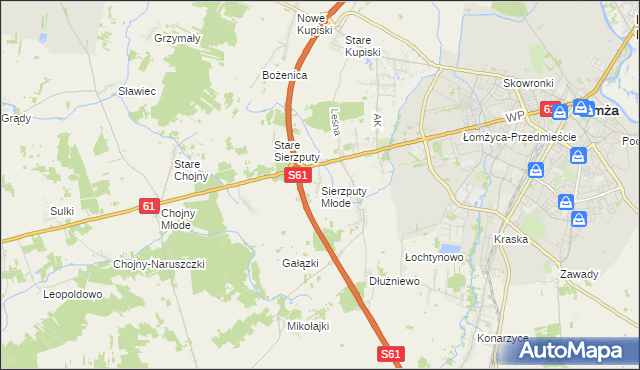 mapa Sierzputy Młode, Sierzputy Młode na mapie Targeo