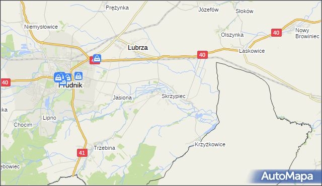 mapa Skrzypiec gmina Lubrza, Skrzypiec gmina Lubrza na mapie Targeo