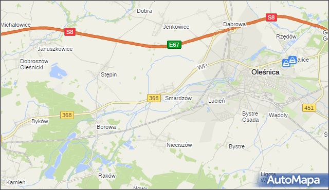 mapa Smardzów gmina Oleśnica, Smardzów gmina Oleśnica na mapie Targeo