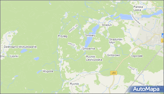 mapa Smolarnia gmina Trzcianka, Smolarnia gmina Trzcianka na mapie Targeo