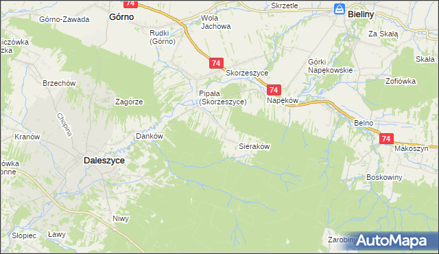 mapa Smyków gmina Daleszyce, Smyków gmina Daleszyce na mapie Targeo