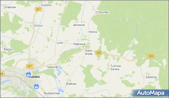 mapa Stara Woda gmina Lubsko, Stara Woda gmina Lubsko na mapie Targeo