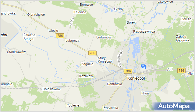 mapa Stary Koniecpol, Stary Koniecpol na mapie Targeo