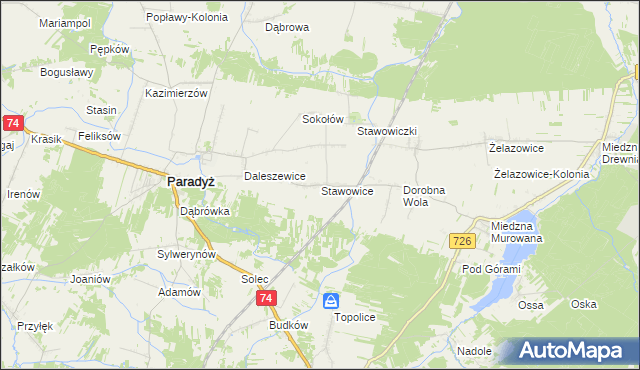 mapa Stawowice, Stawowice na mapie Targeo