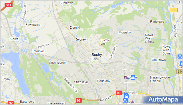 mapa Suchy Las powiat poznański, Suchy Las powiat poznański na mapie Targeo