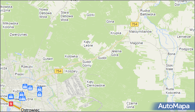 mapa Sudół gmina Bodzechów, Sudół gmina Bodzechów na mapie Targeo