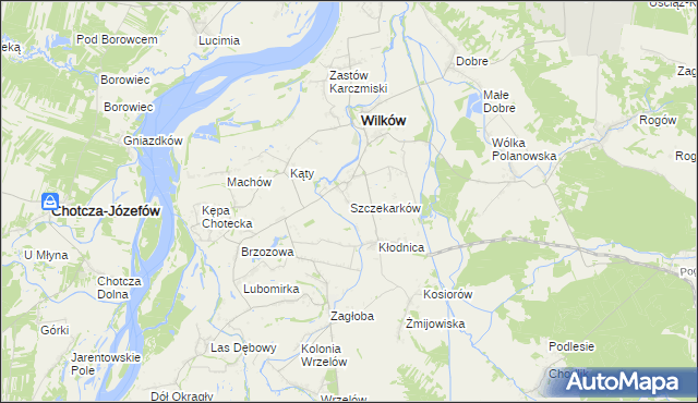 mapa Szczekarków gmina Wilków, Szczekarków gmina Wilków na mapie Targeo