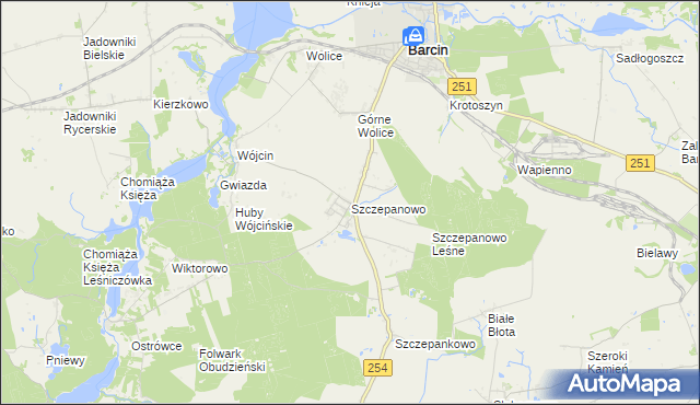 mapa Szczepanowo, Szczepanowo na mapie Targeo