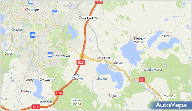 mapa Szczęsne gmina Purda, Szczęsne gmina Purda na mapie Targeo