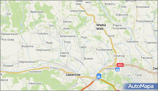 mapa Ujazd gmina Zabierzów, Ujazd gmina Zabierzów na mapie Targeo