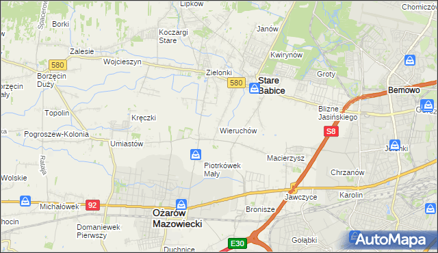 mapa Wieruchów, Wieruchów na mapie Targeo