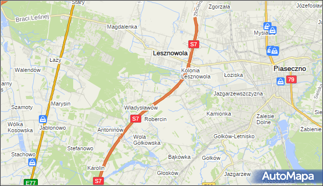 mapa Wilcza Góra gmina Lesznowola, Wilcza Góra gmina Lesznowola na mapie Targeo
