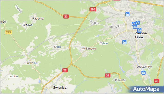 mapa Wilkanowo gmina Świdnica, Wilkanowo gmina Świdnica na mapie Targeo