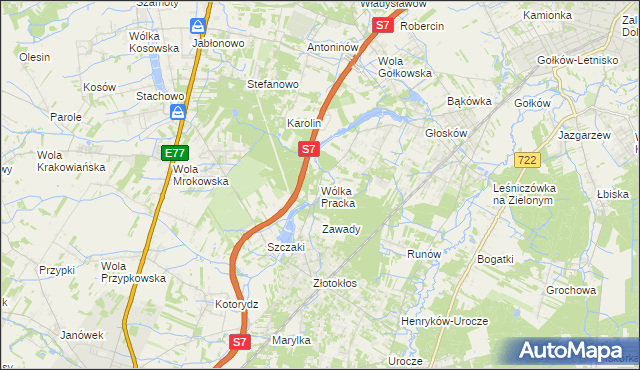 mapa Wólka Pracka, Wólka Pracka na mapie Targeo