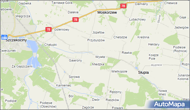 mapa Wywła, Wywła na mapie Targeo