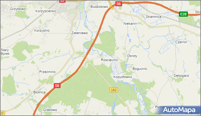 mapa Rościęcino, Rościęcino na mapie Targeo