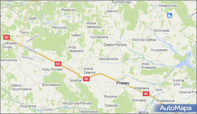 mapa Aleksandrów gmina Pniewy, Aleksandrów gmina Pniewy na mapie Targeo