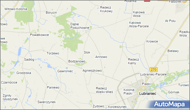 mapa Annowo gmina Lubraniec, Annowo gmina Lubraniec na mapie Targeo