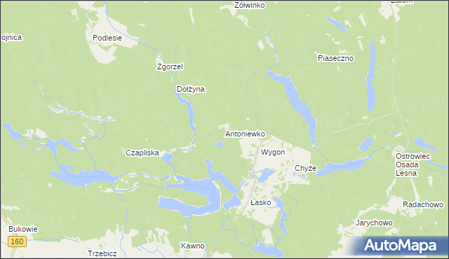mapa Antoniewko, Antoniewko na mapie Targeo