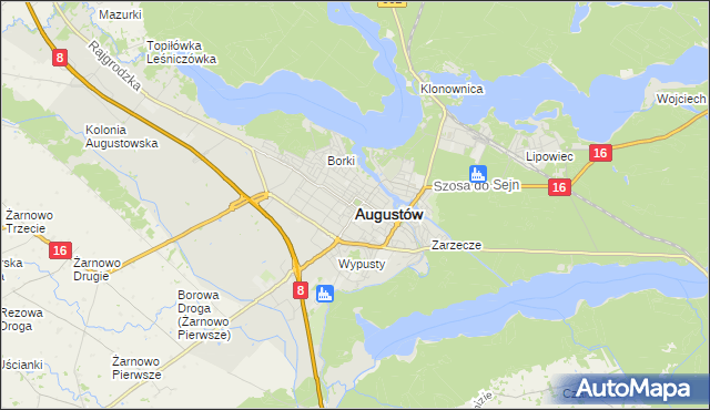 mapa Augustów, Augustów na mapie Targeo