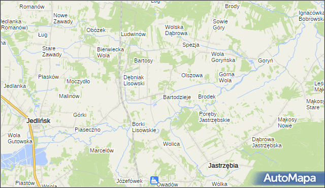 mapa Bartodzieje gmina Jastrzębia, Bartodzieje gmina Jastrzębia na mapie Targeo