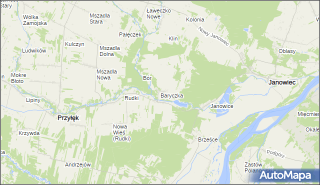 mapa Baryczka gmina Przyłęk, Baryczka gmina Przyłęk na mapie Targeo