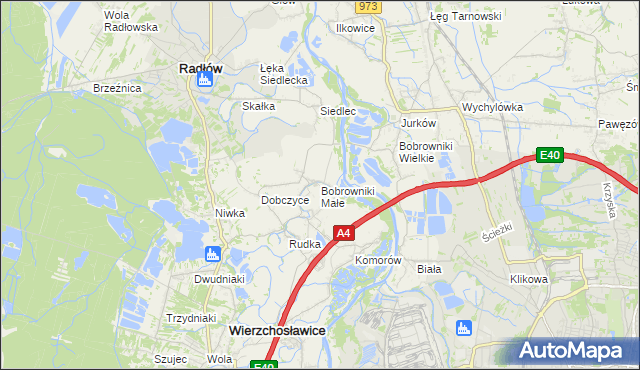 mapa Bobrowniki Małe, Bobrowniki Małe na mapie Targeo